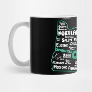 Cute map of Springfield Oregon, Portland, Salem, Eugene, Bend, Ontario, Medford Mug